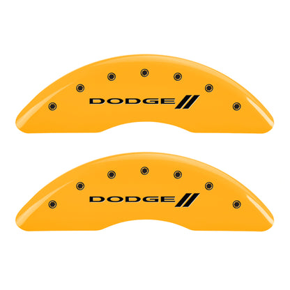 MGP 4 Caliper Covers Engraved F & R Stripes/Dodge Yellow Finish Black Char 2010 Dodge Ram 3500