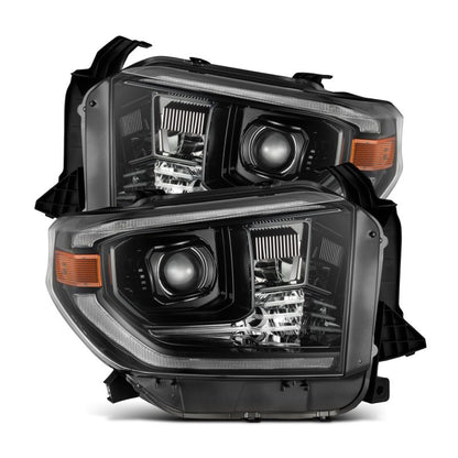 AlphaRex 14-21 Toyota Tundra LUXX-Series LED Proj Headlights Alpha-Blk w/Actv Light & Seq. Sig + DRL