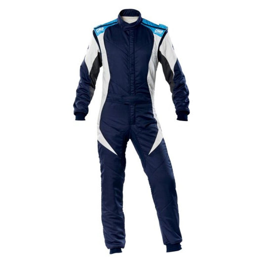 OMP First Evo Suit Navy Blue/Cyan - Size 50 (Fia 8856-2018)