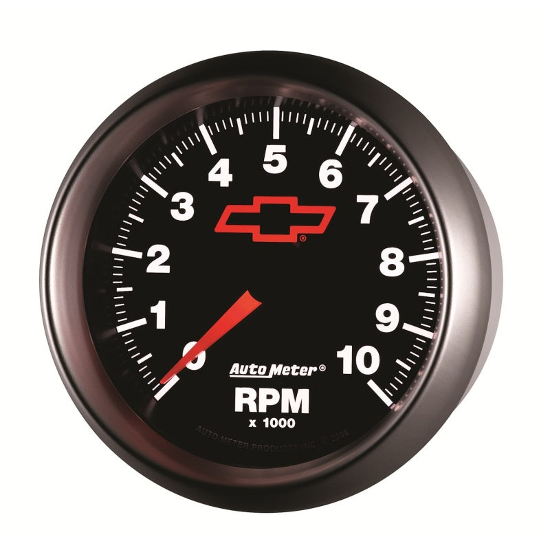 AutoMeter Gauge Tachometer 3-3/8in. 10K RPM In-Dash Chevy Red Bowtie Black