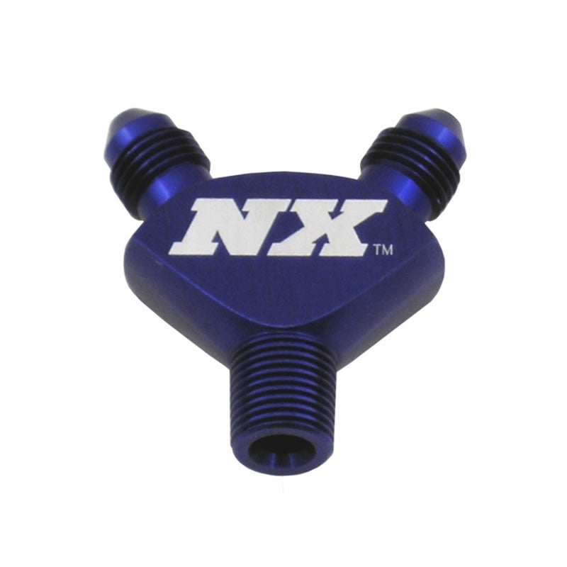 Nitrous Express 1/8NPT x 3AN x 3AN Billet Pure-Flo Y Fitting - Blue