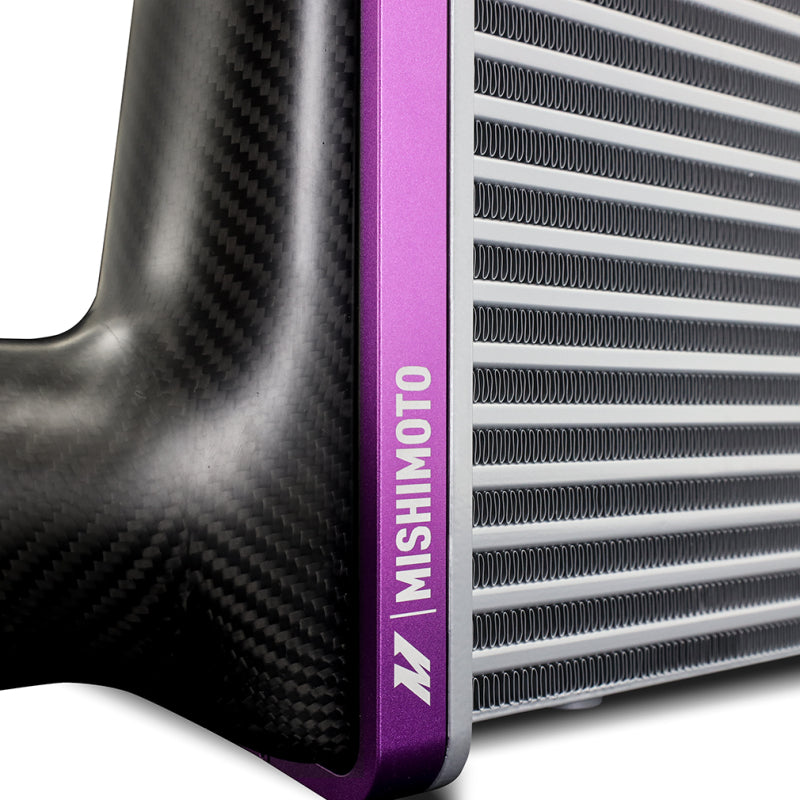 Mishimoto Universal Carbon Fiber Intercooler - Gloss Tanks - 600mm Black Core - C-Flow - GR V-Band