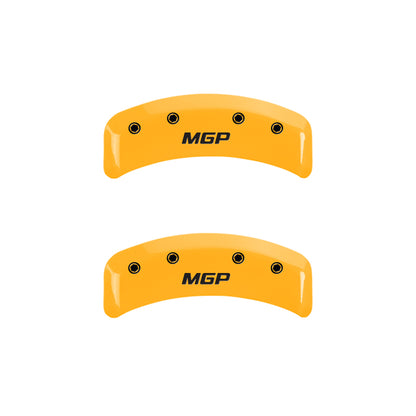 MGP 4 Caliper Covers Engraved Front & Rear MGP Yellow Finish Black Char 2001 Subaru Outback