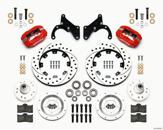 Wilwood Forged Dynalite Front Kit 12.19in Drilled Red 65-68 Chevy Impala -Drum Spindle