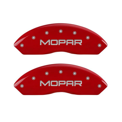 MGP 4 Caliper Covers Engraved Front and Rear: Red Powder Coat Finish, Silver Characters