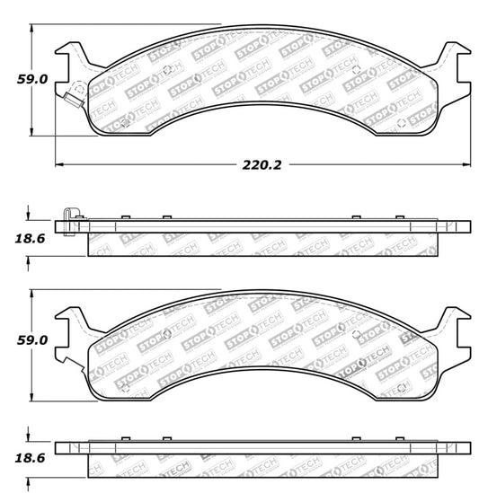 StopTech Sport Brake Pads w/Shims and Hardware - Rear