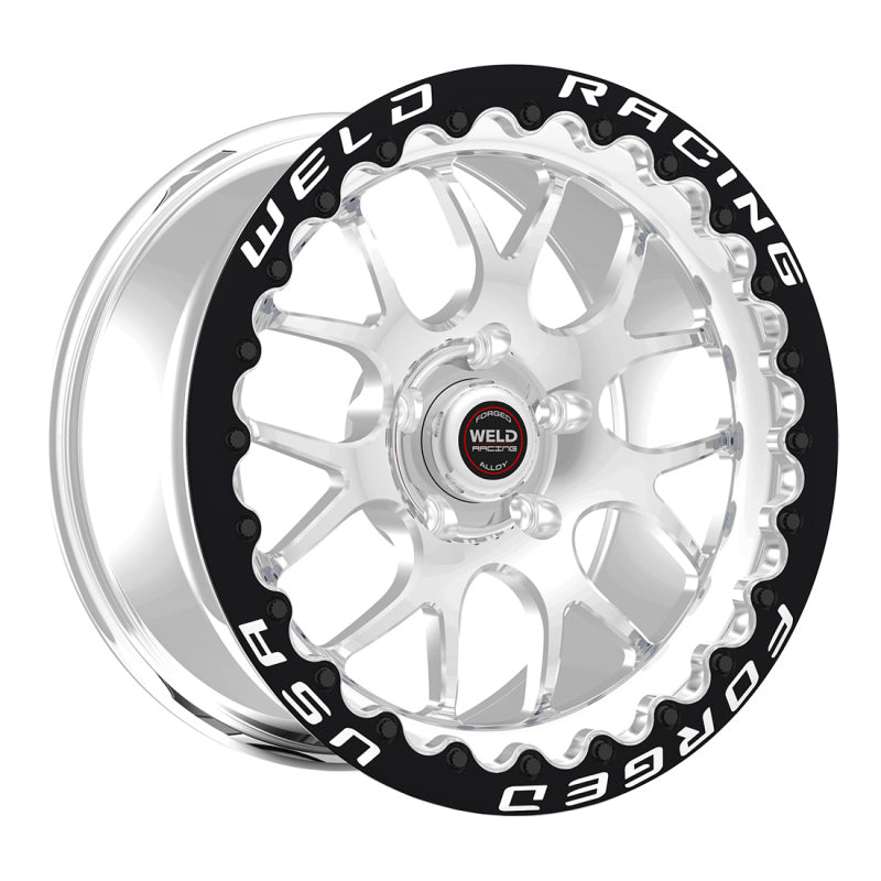 Weld S77 17x10 / 5x115 BP / 6.7in BS Polished Wheel (High Pad) - Black Single Beadlock