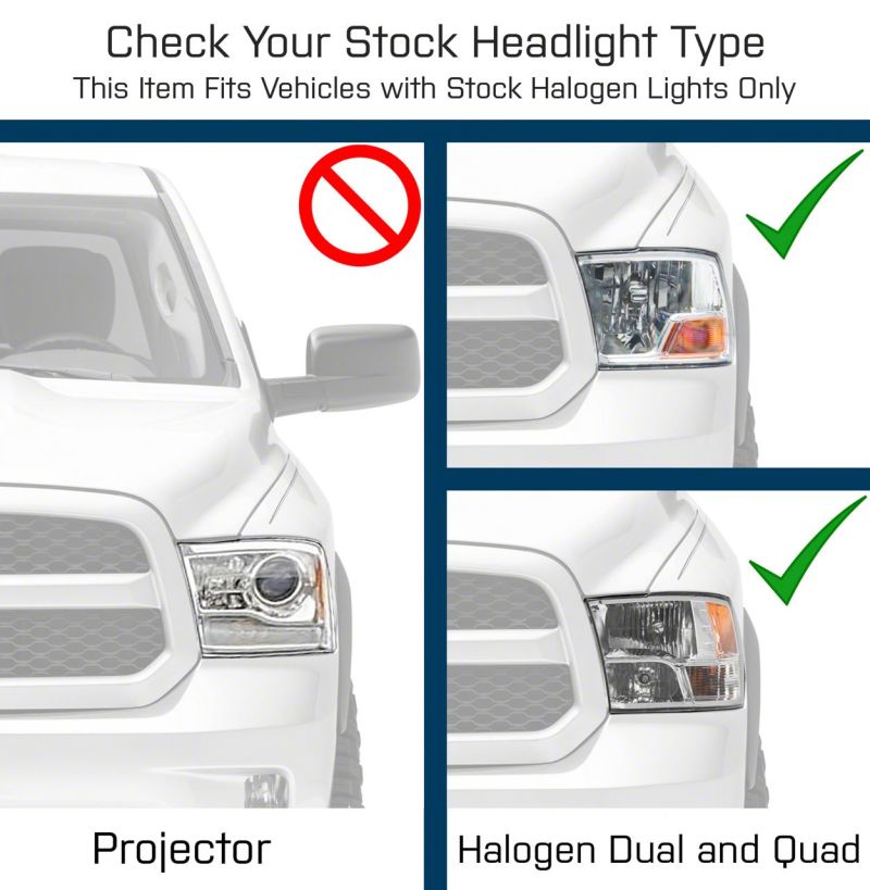 Raxiom 09-18 Dodge RAM 1500 Non-Projector LED Halo Headlights- Chrome Housing (Clear Lens)