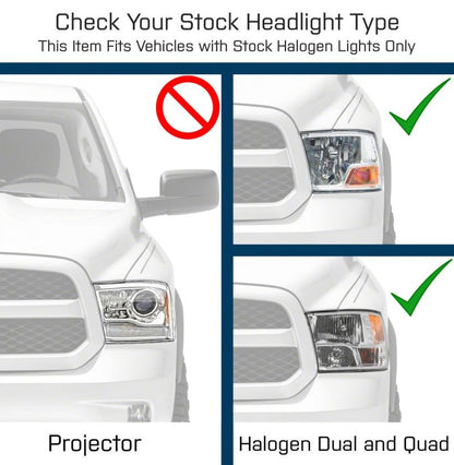 Raxiom 09-18 Dodge RAM 1500 Axial OEM Rep Headlights w/ Dual Bulb- Chrome Housing (Smoked Lens )