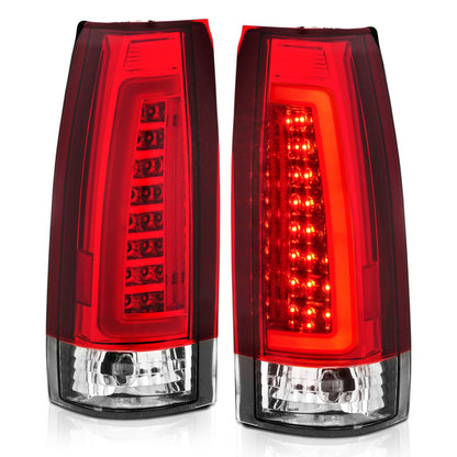 ANZO 1999-2000 Cadillac Escalade LED Taillights Chrome Housing Red/Clear Lens Pair