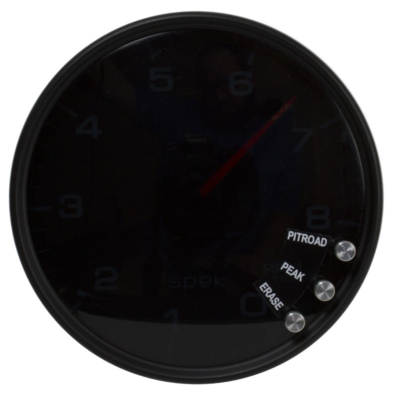 Autometer Spek-Pro Gauge Tachometer 5in 8K Rpm W/Shift Light & Peak Mem Black/Smoke/Black