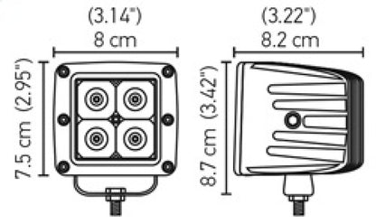 Hella HVF Cube 4 LED Off Road Kit - 3.1in 12W Flood Beam