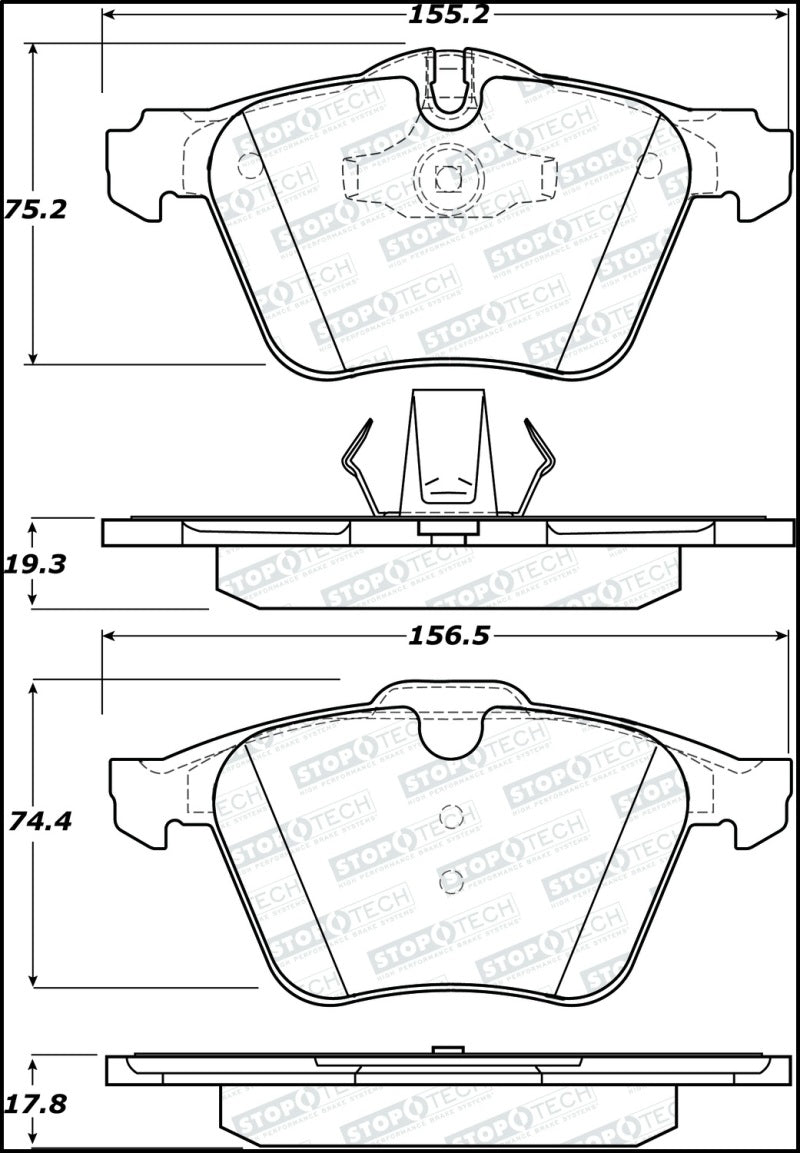 StopTech 06-08 Jaguar S-Type Street Performance Front Brake Pads