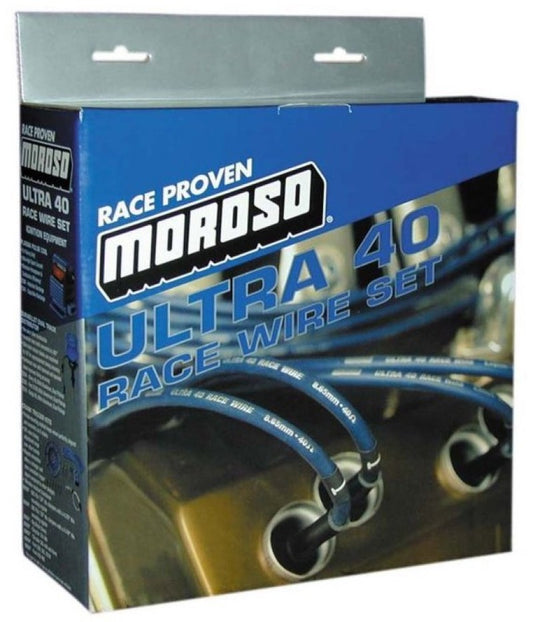 Moroso Ford 302 Ignition Wire Set - Ultra 40 - Sleeved - Non-HEI - 135 Degree - Blue