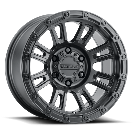 Raceline 956B Compass 17x8in / 5x114.3 BP / 30mm Offset / 72.62mm Bore - Satin Black Wheel