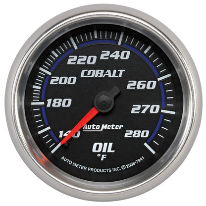 Autometer Cobalt 66.7mm 140-280 Degree F Mechanical Oil Temperature Gauge