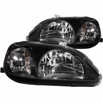 ANZO - 1999-2000 Honda Civic Crystal Headlights Black