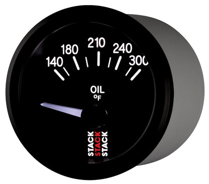 Autometer Stack 52mm 140-300 Deg F 1/8in NPTF Electric Oil Temp Gauge - Black