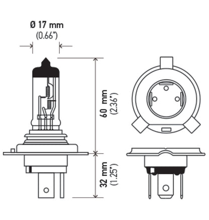 Hella Halogen H4 24V 100/90W P43t T4.625 Bulb