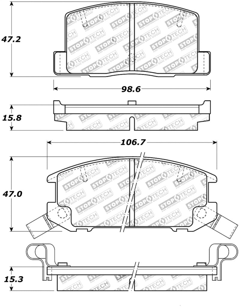 StopTech Street Touring 1/90-95/00-05 Toyota MR2/Spyder Rear Brake Pads