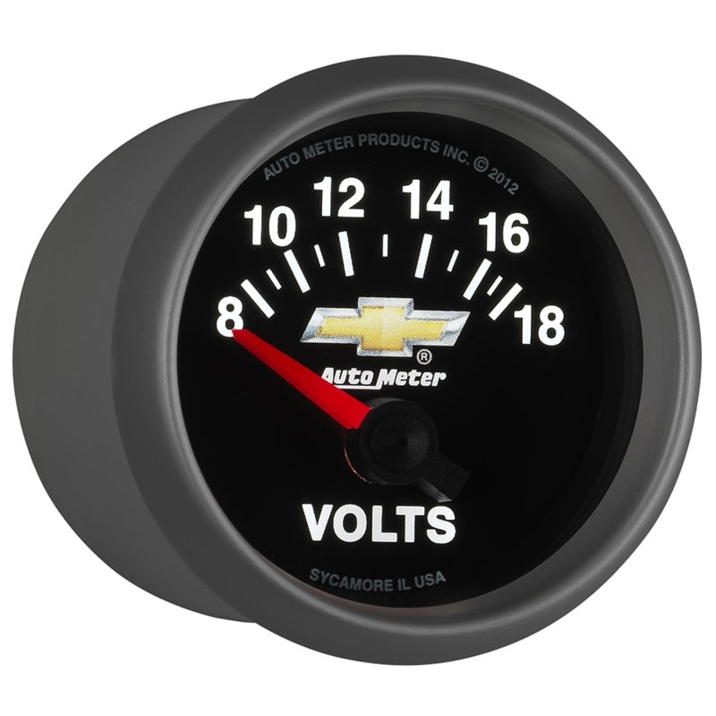 AutoMeter Gauge Voltmeter 2-1/16in. 18V Electric Chevy Gold Bowtie