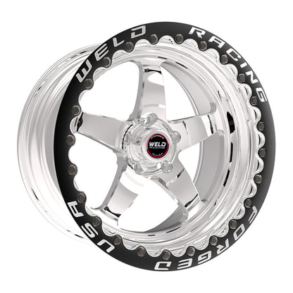 Weld S71 17x12 / 5x4.5 BP / 3.8in. BS Polished Wheel (Medium Pad) - Black Single Beadlock MT