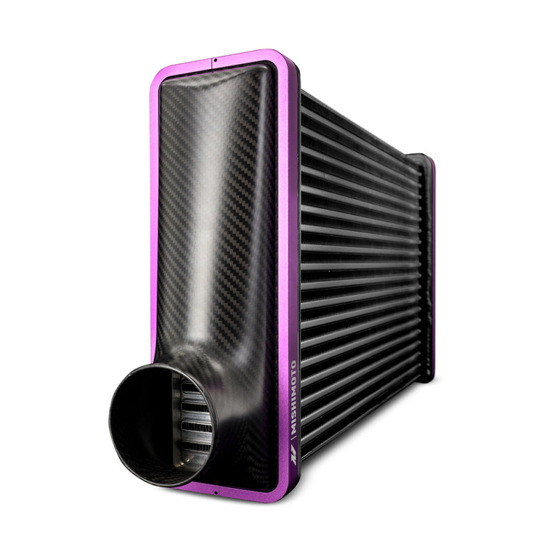 Mishimoto Universal Carbon Fiber Intercooler - Gloss Tanks - 600mm Black Core - C-Flow - BL V-Band