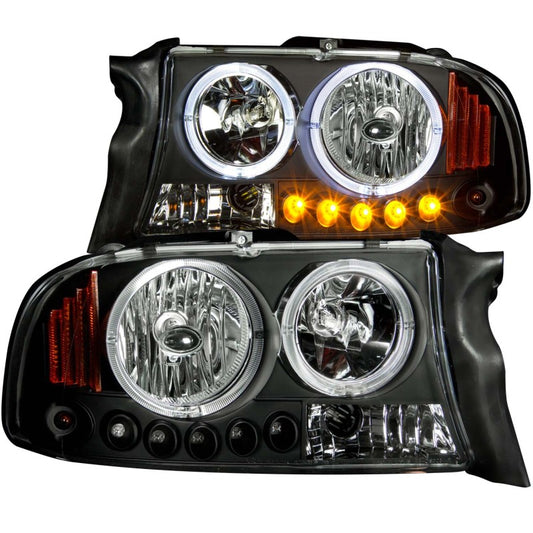 ANZO 1997-2004 Dodge Dakota Projector Headlights w/ Halo Black 1 pc