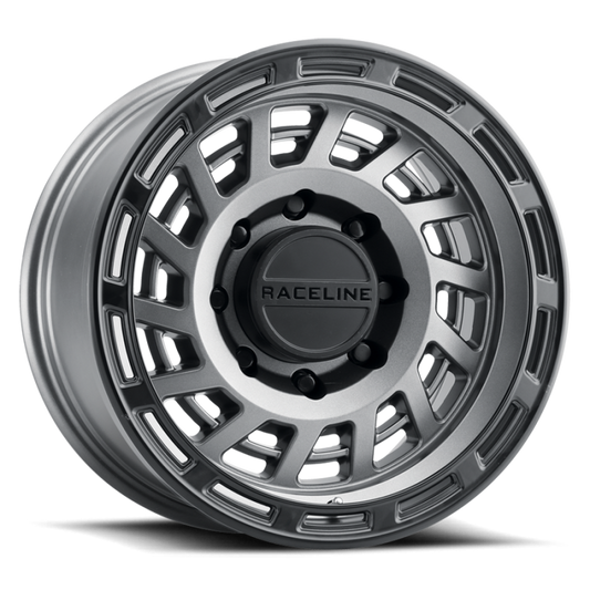 Raceline 957GB Halo 17x9in / 8x170 BP / -12mm Offset / 130.81mm Bore - Gunmetal & Black Lip Wheel