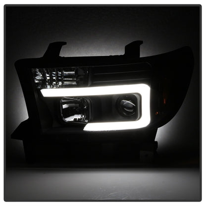 Spyder 08-13 Toyota Sequoia Projector Headlights - Light Bar DRL - Black PRO-YD-TTU07V2-LB-BK