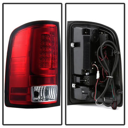 Spyder 07-13 GMC Sierra 1500 V2 Light Bar LED Tail Lights - Red Clear (ALT-YD-GS07V2-LBLED-RC)