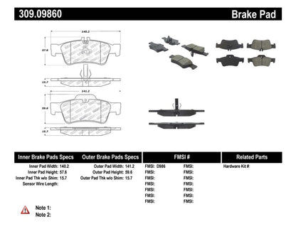 StopTech Performance Mercedes Benz Rear Brake Pads