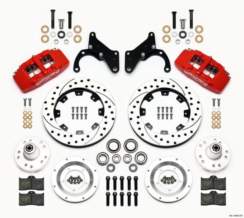 Wilwood Dynapro 6 Front Hub Kit 12.19in Drilled Red 69-70 Impala Drum/Disc 69-82 Vette