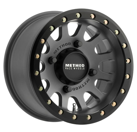 Method MR401 UTV Beadlock 15x7 / 4+3/13mm Offset / 4x156 / 132mm CB Titanium Wheel- Matte Black Ring