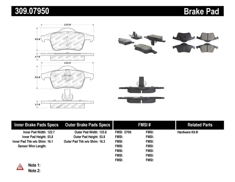 StopTech Performance 01-09 Volvo S60 / 99-00 S70 / 99-06 S80 / 99-07 V70/V70R Rear Brake Pads