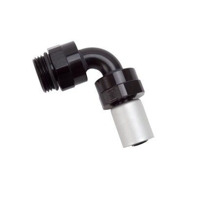 Russell Performance -8 SAE Port Male to -8 AN Hose 90 Degree Crimp On Hose End - Black Anodized