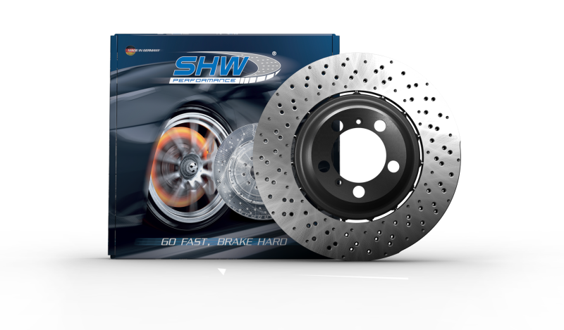 SHW 2021 Porsche 911 Turbo 3.7L Left Front Cross-Drilled Lightweight Brake Rotor (992615301T)