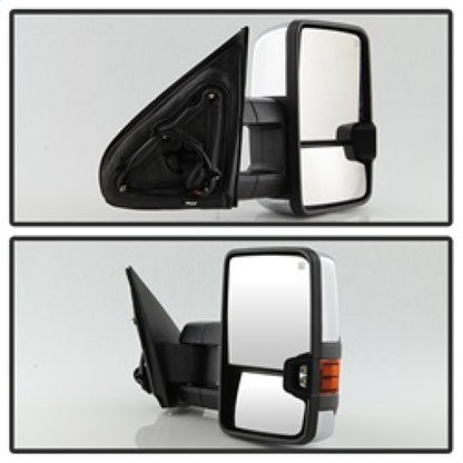 xTune Chevy Silverado 14-16 Heated Amber LED Signal Mirror Chrome MIR-CSIL14S-G3C-PWH-AM-SET