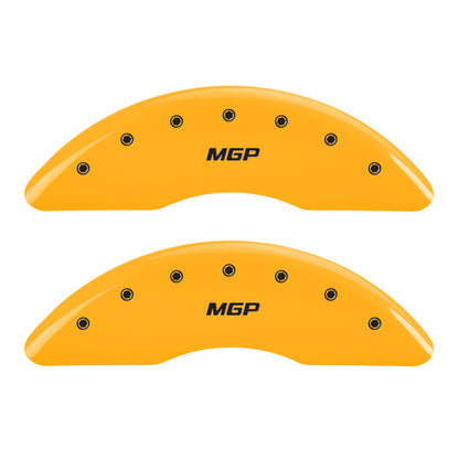 MGP 4 Caliper Covers Engraved Front & Rear GMC Yellow finish black ch