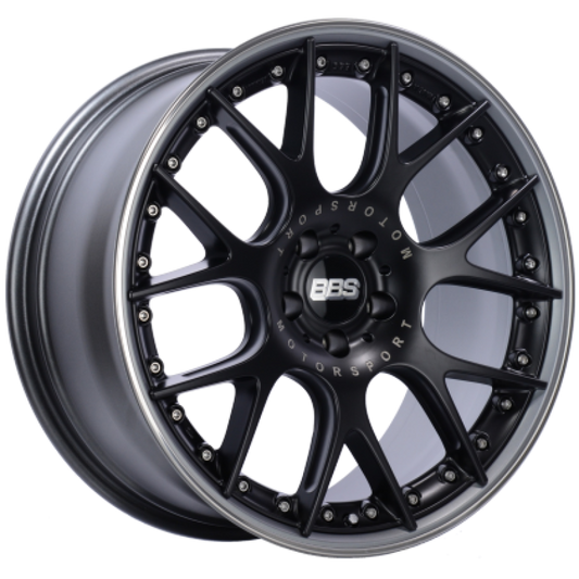 BBS CH-RII 22x10.5 5x112 ET48 Satin Black w/Polished SS Lip Wheel - 82mm PFS/Clip Req.