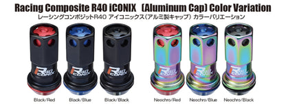 Project Kics 12x1.50 R40 Iconix Lock & Lug Nuts - Neo Chrome w/Black Seat w/o Cap (16+4 Locks)