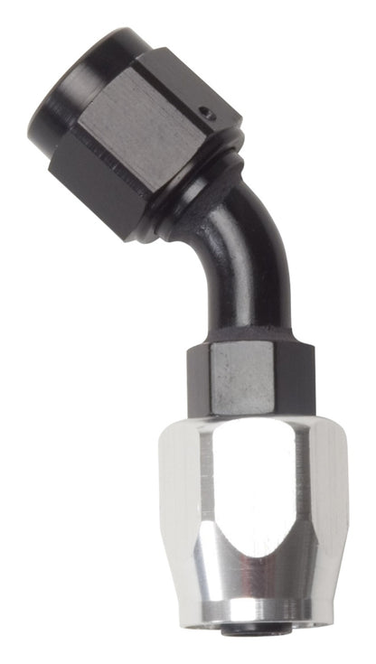 Russell Performance -4 AN Black/Silver 45 Degree Full Flow Hose End