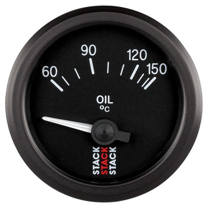 Autometer Stack 52mm 60-150 Deg C M10 Male Electric Oil Temp Gauge - Black