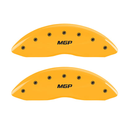 MGP 4 Caliper Covers Engraved Front & Rear Oval logo/Ford Yellow finish black ch