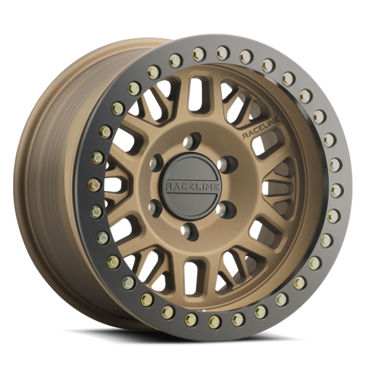 Raceline RT951B Ryno 17x9in/5x127 BP/-12mm Offset/83.82mm Bore - Bronze & Black Ring Beadlock Wheel