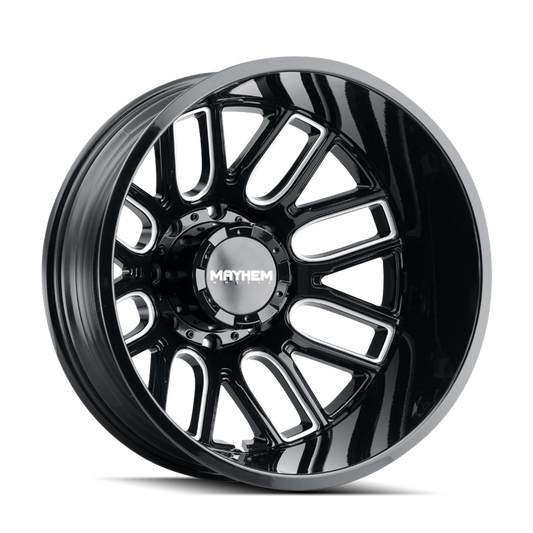 Mayhem 8107D Cogent Dually 20x8.25/8x170 BP/-192mm Offset/124.9mm Hub Black w/ Milled Spokes Wheel