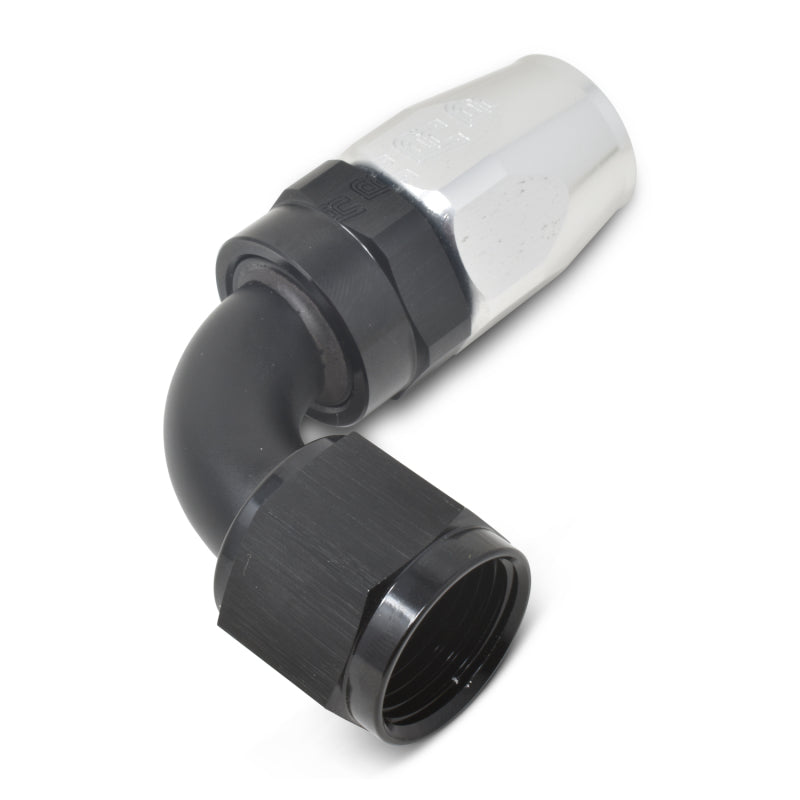 Russell Performance -4 AN Black/Silver 90 Degree Full Flow Hose End