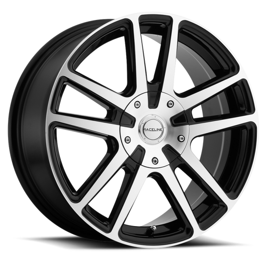 Raceline 145M Encore 15x7in / 4x100/4x108 BP / 40mm Offset / 72.62mm Bore - Black & Machined Wheel