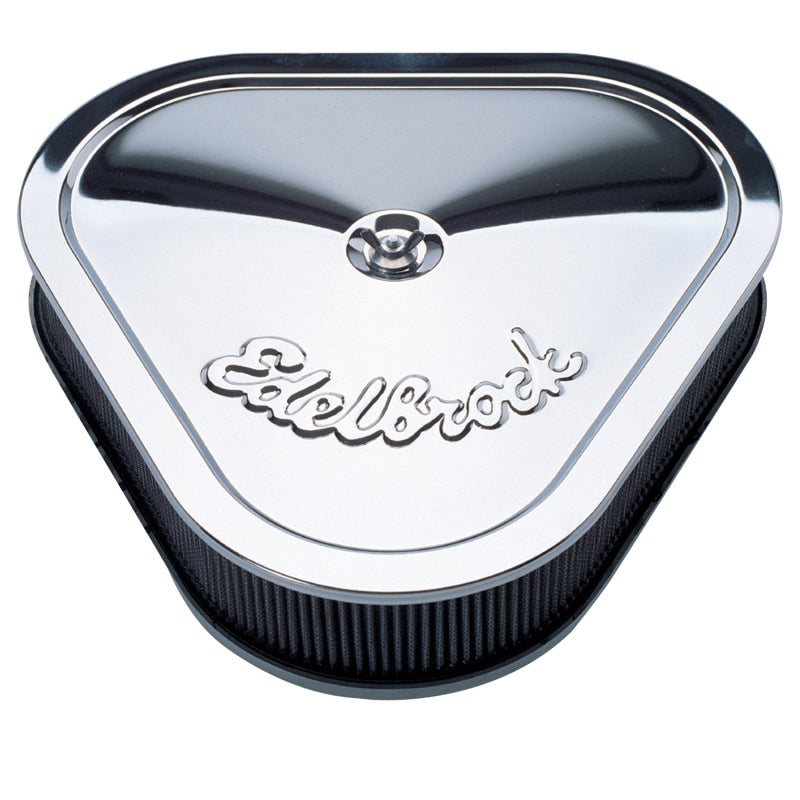 Edelbrock Air Cleaner Pro-Flo Series Triangular Steel Top 14 125In X 13 375In X 3 5In Chrome