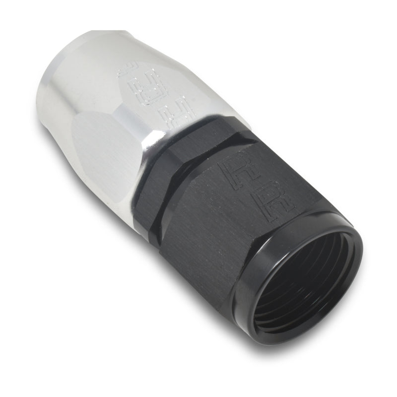 Russell Performance -12 AN Black/Silver Straight Full Flow Hose End